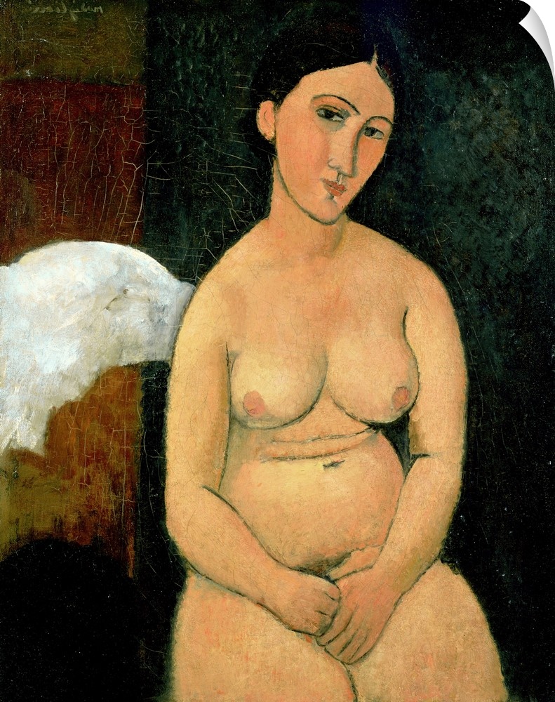 NUL19586 Seated Nude, c.1917 by Modigliani, Amedeo (1884-1920); 81x65 cm; Private Collection; Italian,  out of copyright