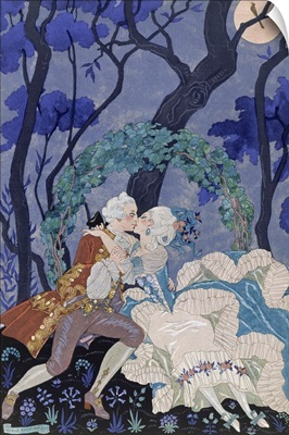 'Secret Kiss', illustration for 'Fetes Galantes' by Paul Verlaine 1928