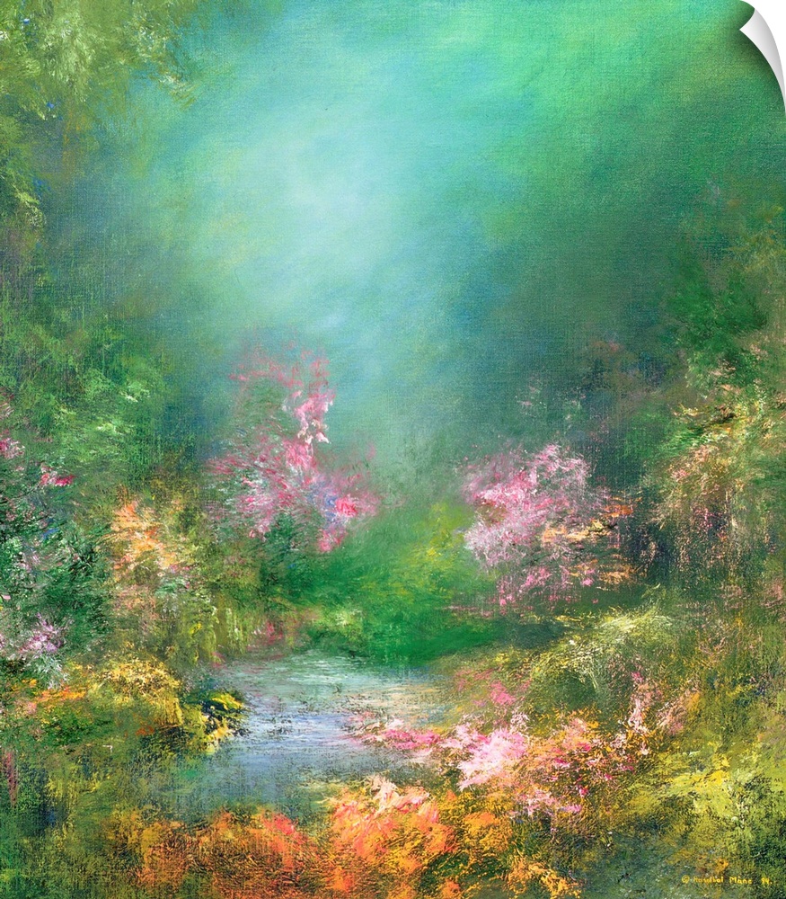 Contemporary painting of a serene garden.