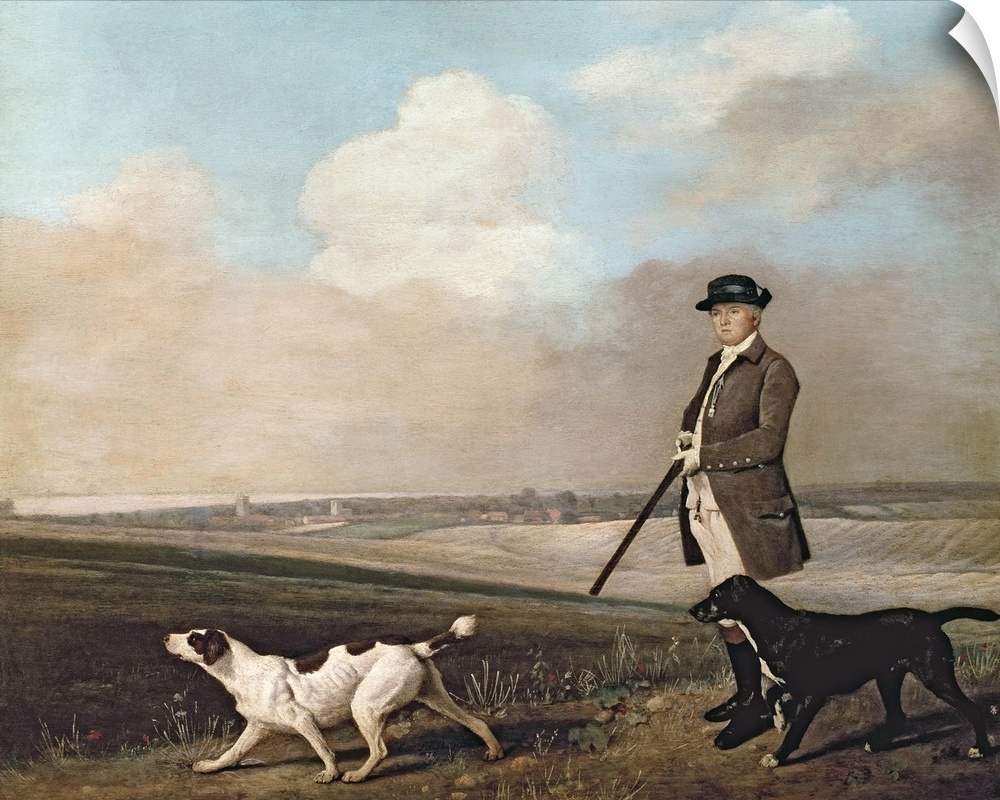 BAL1585 Sir John Nelthorpe, 6th Baronet out Shooting with his Dogs in Barton Field, Lincolnshire, 1776 (oil on panel)  by ...