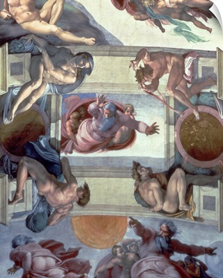 Sistine Chapel Ceiling (1508 12): The Separation of the Waters from the Earth, 1511 12 (fresco) (post restoration)