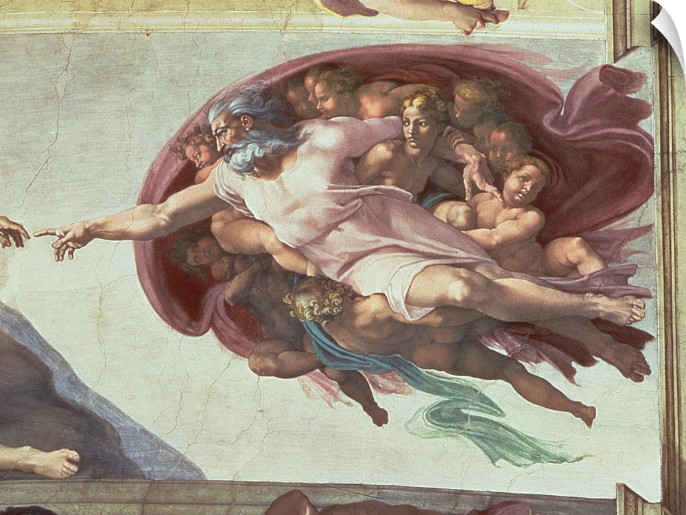 BAL148893 Sistine Chapel Ceiling: The Creation of Adam, detail of God the Father, 1508-12 (fresco) (post restoration)  by ...