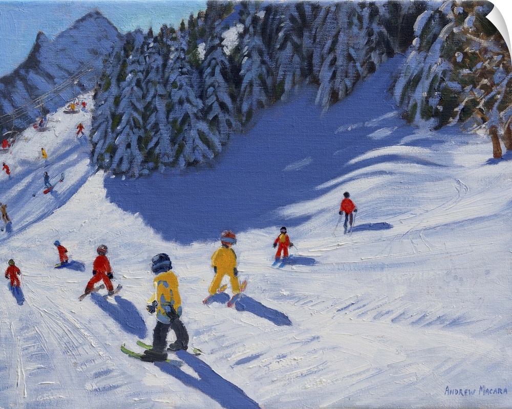 Ski School, Morzine, 2015, oil on canvas.  By Andrew Macara.