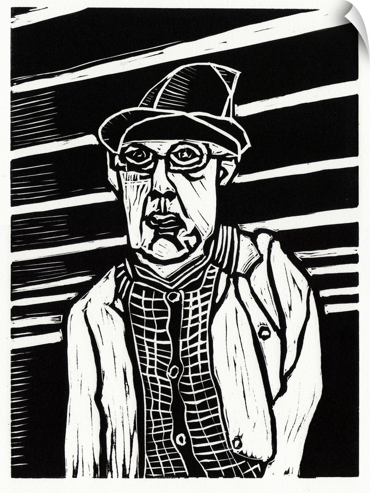 Southwark Man, 2013, linocut.  By Matt Bannister.