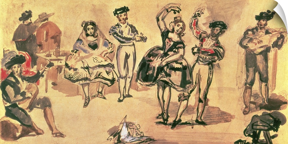 BAL54073 Spanish Dancers, 1862 (w/c, pencil and ink)  by Manet, Edouard (1832-83); watercolour, pencil and ink, heightened...