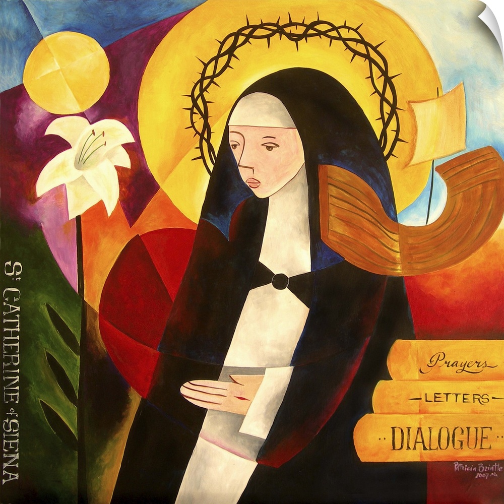 Contemporary religious themed painting of St. Catherine.