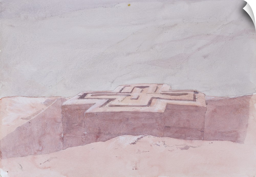 Contemporary painting of a carved cross in Ethiopia.