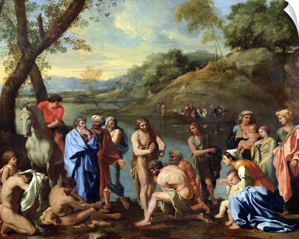 XIR71556 St. John Baptising the People, c.1636-7 (oil on canvas)  by Poussin, Nicolas (1594-1665); 94x120 cm; Louvre, Pari...