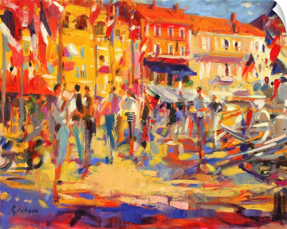 St. Tropez Promenade, originally oil on canvas.