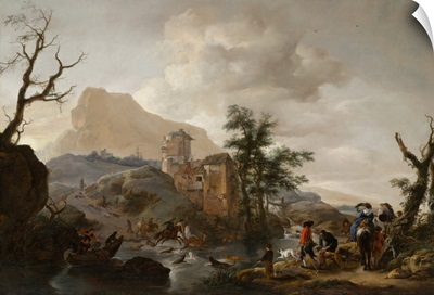 Stag Hunt In A River, C1650-1655