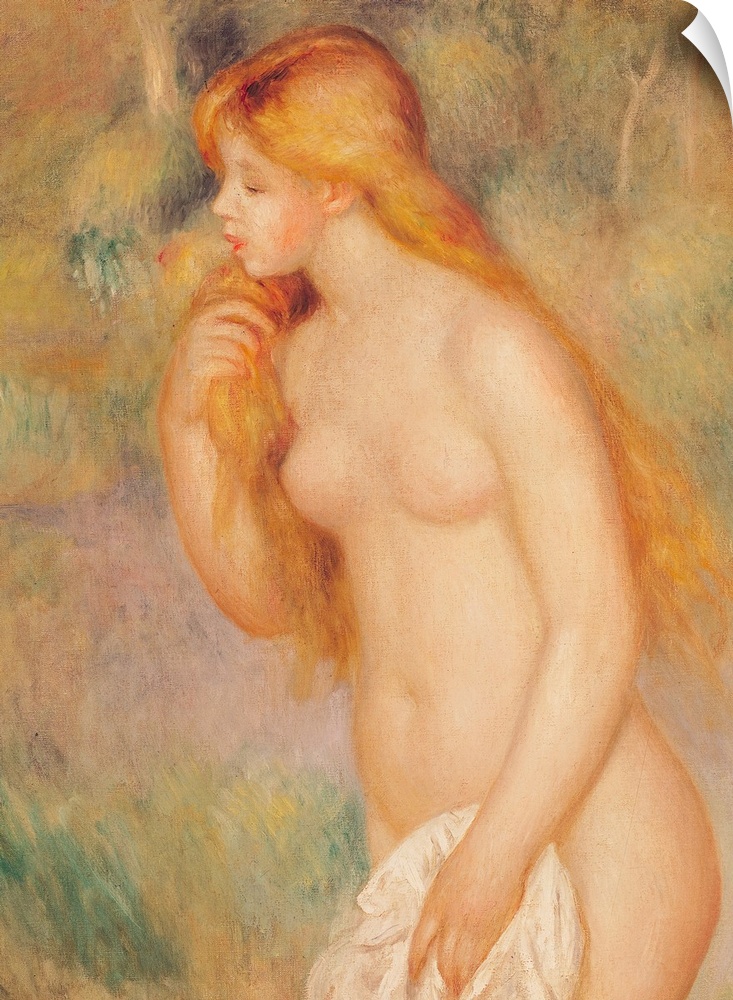 XIR21131 Standing Bather, 1896 (oil on canvas); by Renoir, Pierre Auguste (1841-1919); 81x60 cm; Private Collection; Girau...