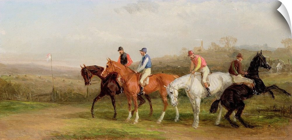 XYC158508 Steeplechasing: At the Start (oil on canvas) by Shayer, William Joseph (1811-92)