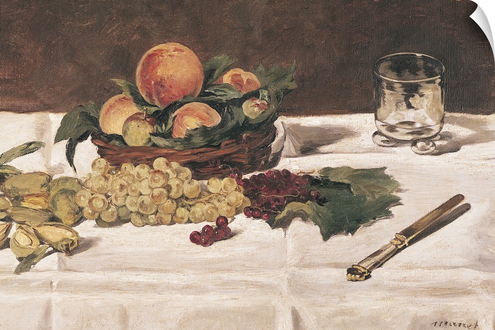 XIR73588 Still Life: Fruit on a Table, 1864 (oil on canvas)  by Manet, Edouard (1832-83); 45x73.5 cm; Musee d'Orsay, Paris...