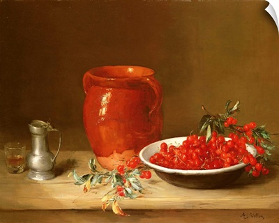 Still life of cherries in a bowl