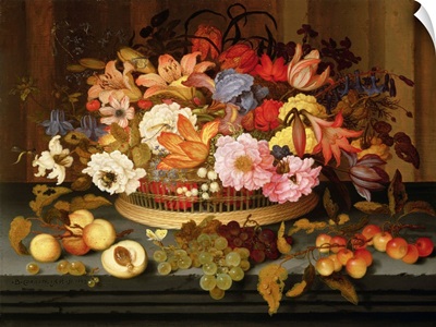 Still Life of Fruit and a Basket of Flowers, 1623