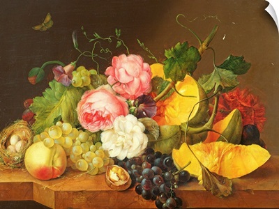 Still life with Flowers and Fruit, by Franz Xaver Petter, 1821