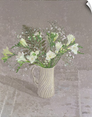 Still Life with Freesias, White Carnation and a Fern