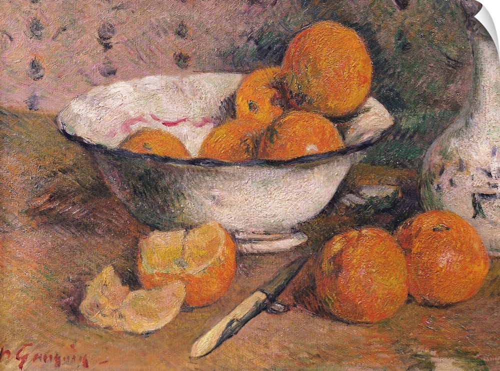 XIR33804 Still life with Oranges, 1881 (oil on canvas)  by Gauguin, Paul (1848-1903); 33x46 cm; Musee des Beaux-Arts, Renn...