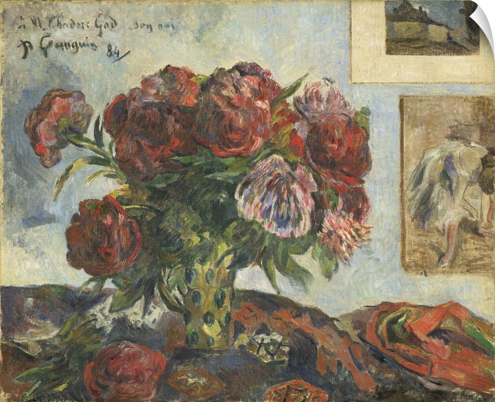 Still Life with Peonies, 1884, oil on canvas.  By Paul Gauguin (1848-1903).