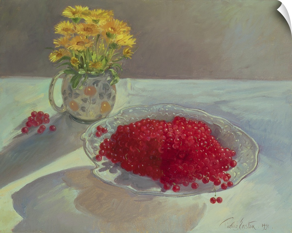 Still Life with Redcurrants and Marigolds, 1991 by Timothy Easton.