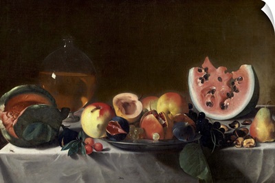 Still Life with Watermelons and Carafe of White Wine