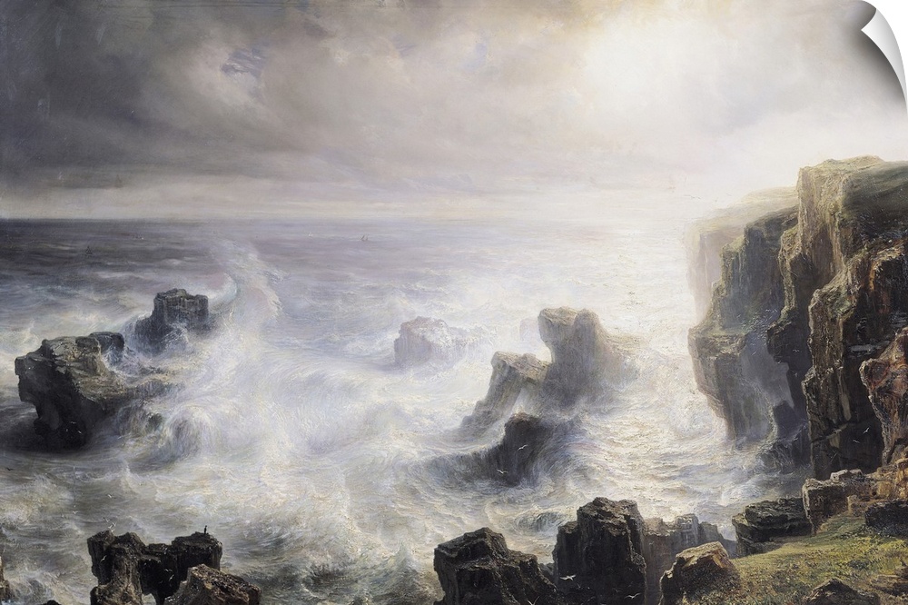XMP154675 Storm off the Coast of Belle-Ile (oil on canvas)  by Gudin, Jean Antoine Theodore (1802-80); Musee des Beaux-Art...