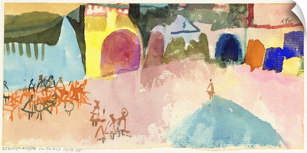 Street Cafe in Tunis, 1914 (no 55) (originally watercolour and pencil on mounted card) by Klee, Paul (1879-1940)