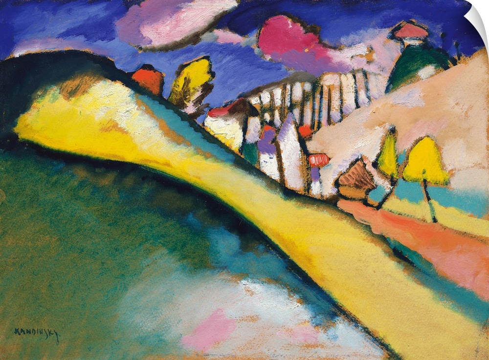 Study for landscape (Dunaberg), 1910 (originally oil and gouache on board) by Kandinsky, Wassily (1866-1944)