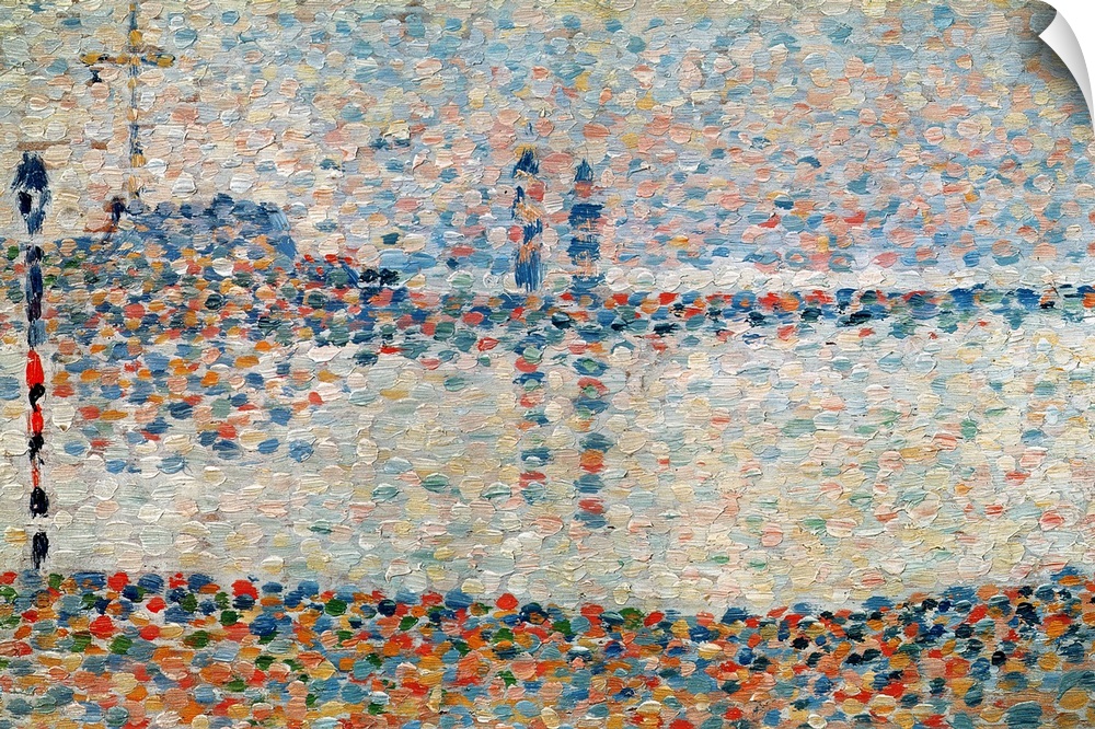 XIR234546 Study for 'The Channel at Gravelines, Evening', 1890 (oil on panel)  by Seurat, Georges Pierre (1859-91); 15.6x2...