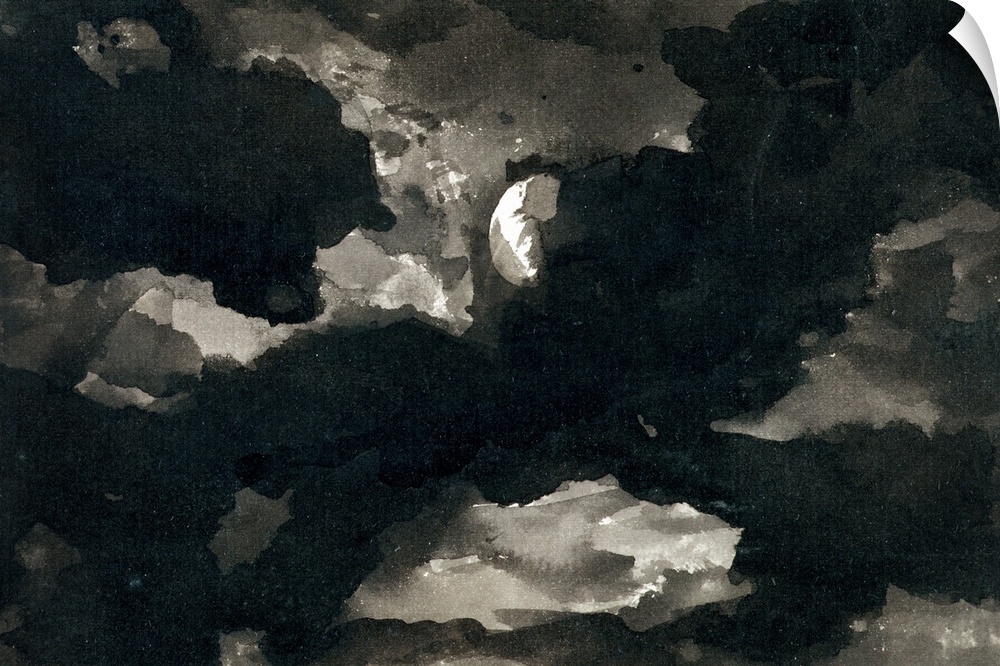 XYC153908 Study of a Clouded Moonlit Sky (black wash on laid paper) by Romney, George (1734-1802)
