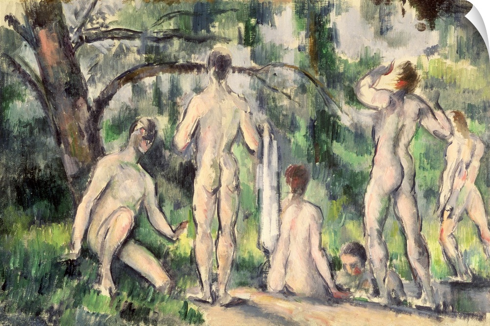 XIR47696 Study of Bathers, c.1895-98 (oil on canvas)  by Cezanne, Paul (1839-1906); 26x40 cm; Pushkin Museum, Moscow, Russ...
