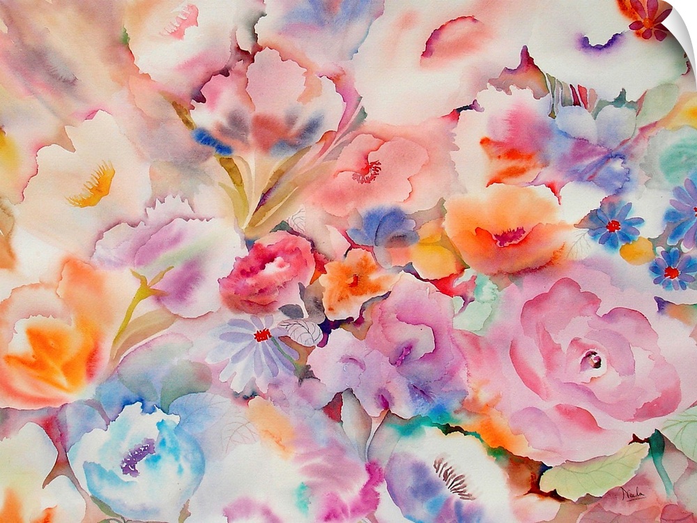 Contemporary watercolor painting of a flowers.