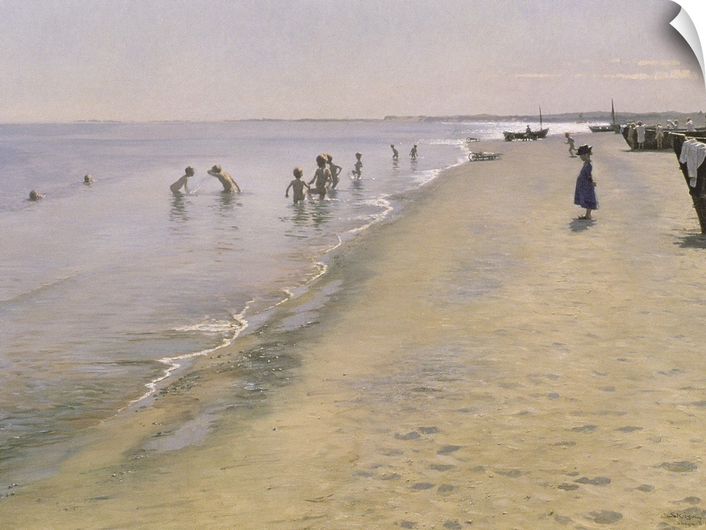 BAL28578 Summer Day at the South Beach of Skagen, 1884  by Kroyer, Peder Severin (1851-1909); oil on canvas; 154.5x212. cm...