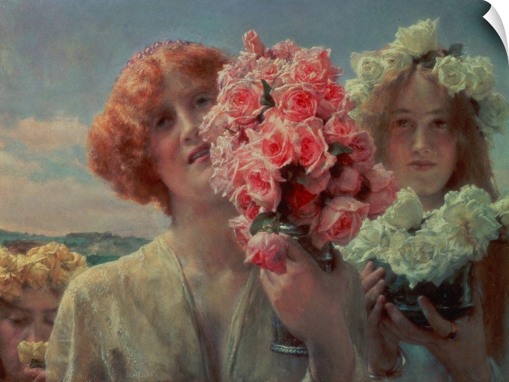 NUL40438 Summer Offering, 1911 (oil on panel); by Alma-Tadema, Sir Lawrence (1836-1912); 35.5x52.1 cm; Private Collection;...