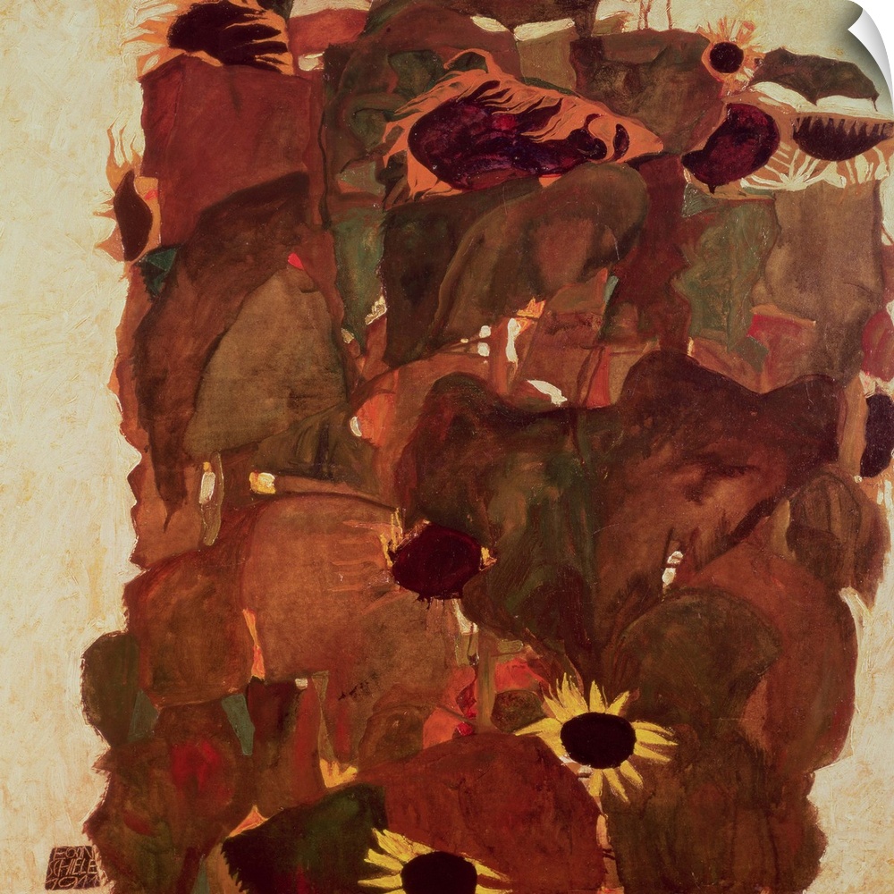 XAM68621 Sunflowers II, 1911  by Schiele, Egon (1890-1918); oil on canvas; 90x81 cm; Private Collection; (add. info.: this...