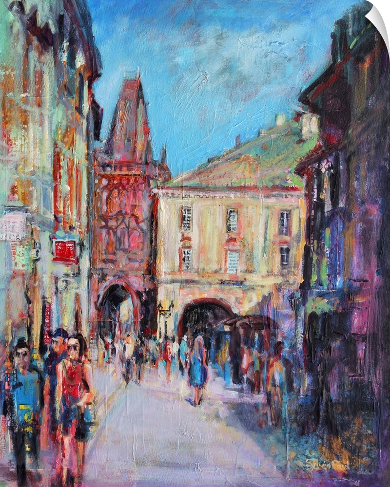 Contemporary painting of streets of Prague.