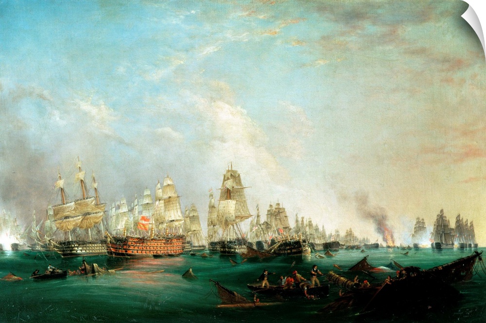 BAL3954 Surrender of the 'Santissima Trinidad to Neptune, The Battle of Trafalgar, 3pm, 21st October 1805 (oil on canvas) ...