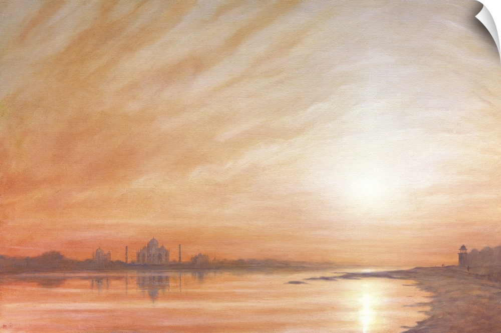 DKH269885 Taj Mahal at Sunset (oil on canvas) by Hare, Derek (b.1945); 121.9x81.3 cm; Private Collection; (add.info.: buil...