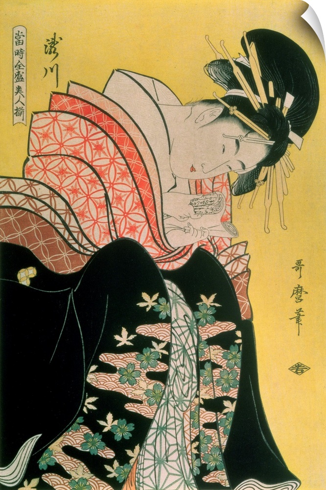 Takigawa from the Tea-House, Ogi (colour woodblock print) by Utamaro, Kitagawa (1753-1806); Pushkin Museum, Moscow, Russia...