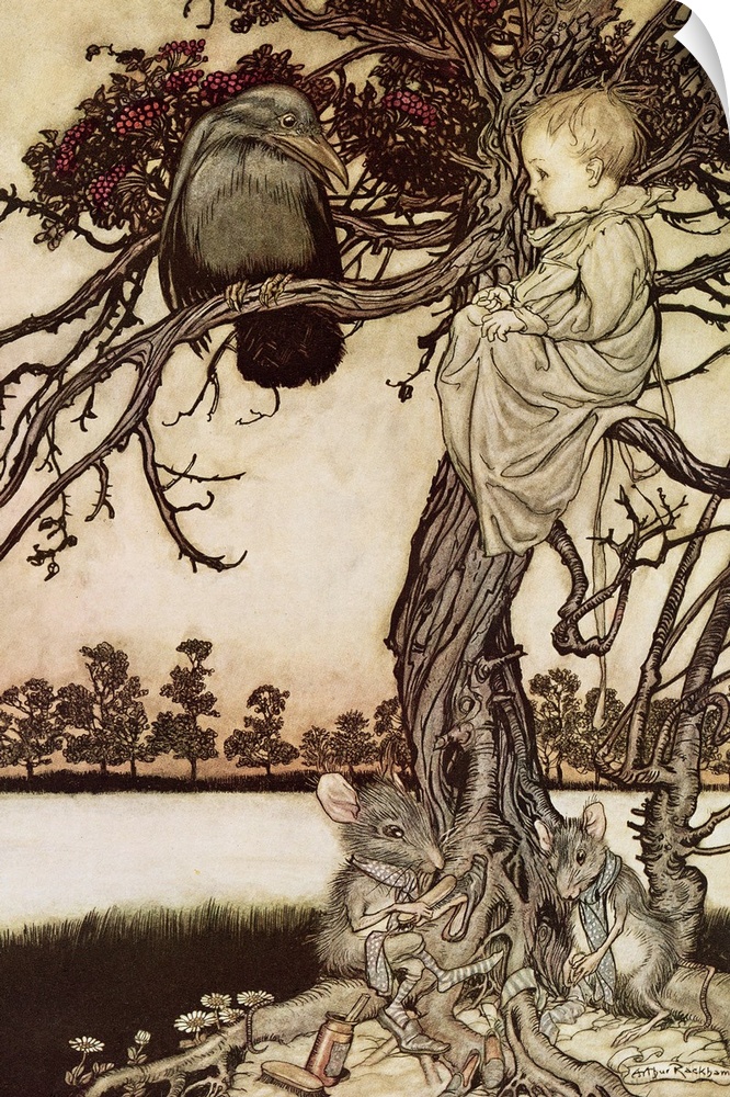 ECD14289 "Talking to the Crow" from 'Peter Pan in Kensington Gardens' by J.M. Barrie, 1906 by Rackham, Arthur (1867-1939);...