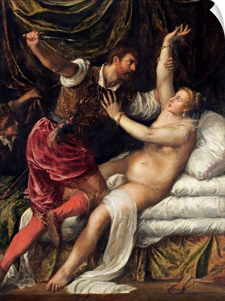 Tarquin and Lucretia. Tiziano Vecellio (Titian). Oil on canvas. Dimensions; 188.9 cm x  145.1 cm. Circa 1571. .