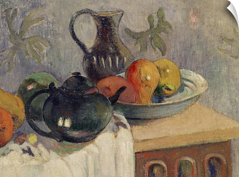 BAL75685 Teiera, Brocca e Frutta, 1899  by Gauguin, Paul (1848-1903); oil on canvas; 44x60 cm; Private Collection; French,...