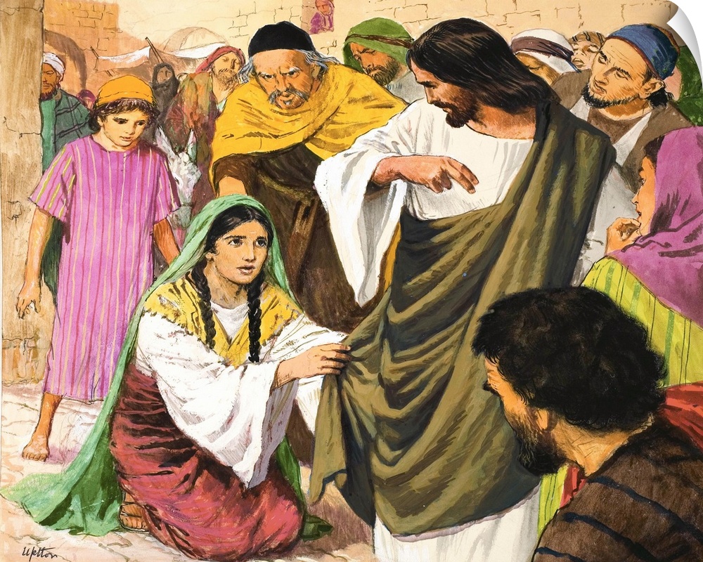 The Amazing Love of Jesus: The Woman in the Crowd. Original artwork for illustration on page 9 of Treasure issue number 24...