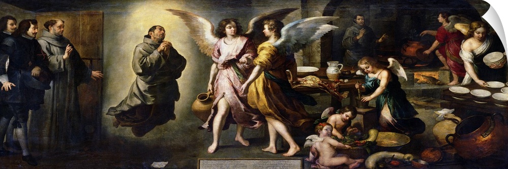 XIR67746 The Angels' Kitchen, 1646 (oil on canvas)  by Murillo, Bartolome Esteban (1618-82); 180x450 cm; Louvre, Paris, Fr...