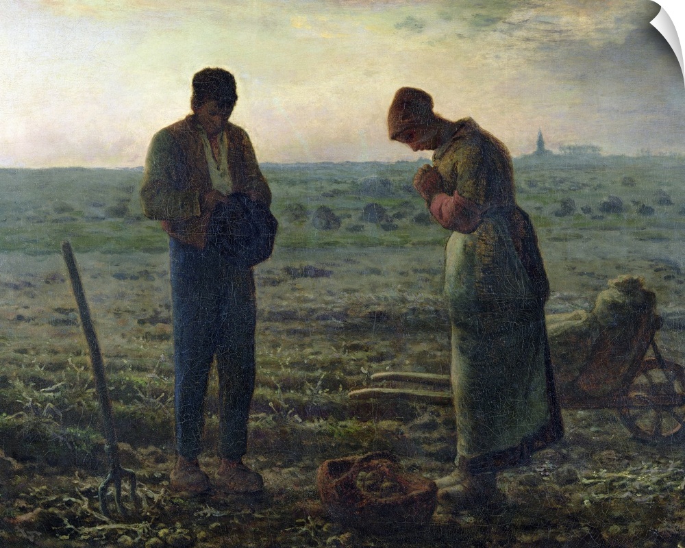 "The Angelus" is a prayer prayed at dawn, mid-day, and dusk. The painting depicts a wife bringing her husband his mid-day ...