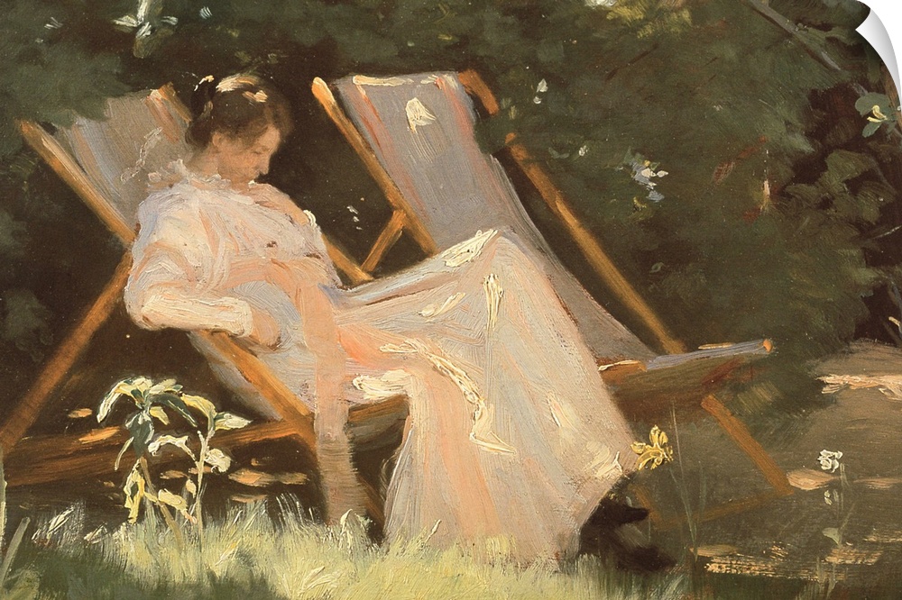 BAL28463 The artist's wife sitting in a garden chair at Skagen, 1893  by Kroyer, Peder Severin (1851-1909); oil on canvas;...