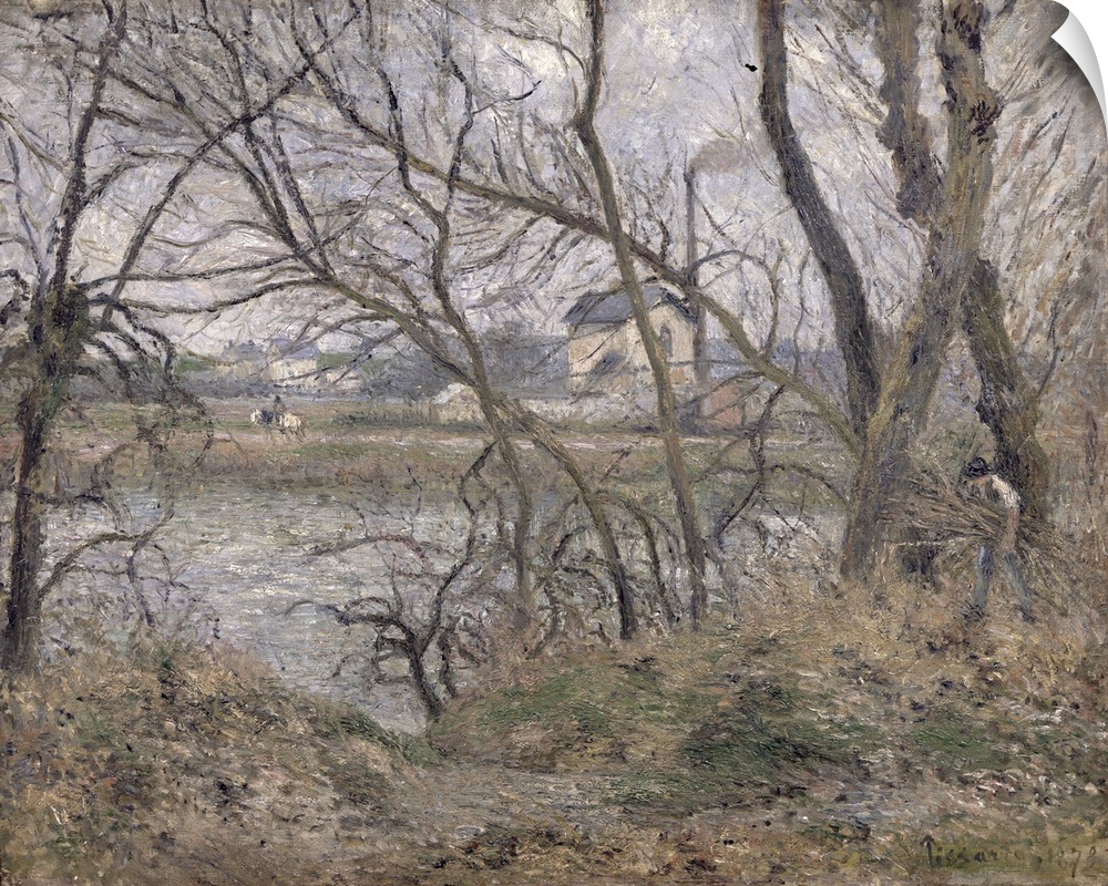 XIR33778 The Banks of the Oise, near Pontoise, Cloudy Weather, 1878 (oil on canvas)  by Pissarro, Camille (1831-1903); 54....