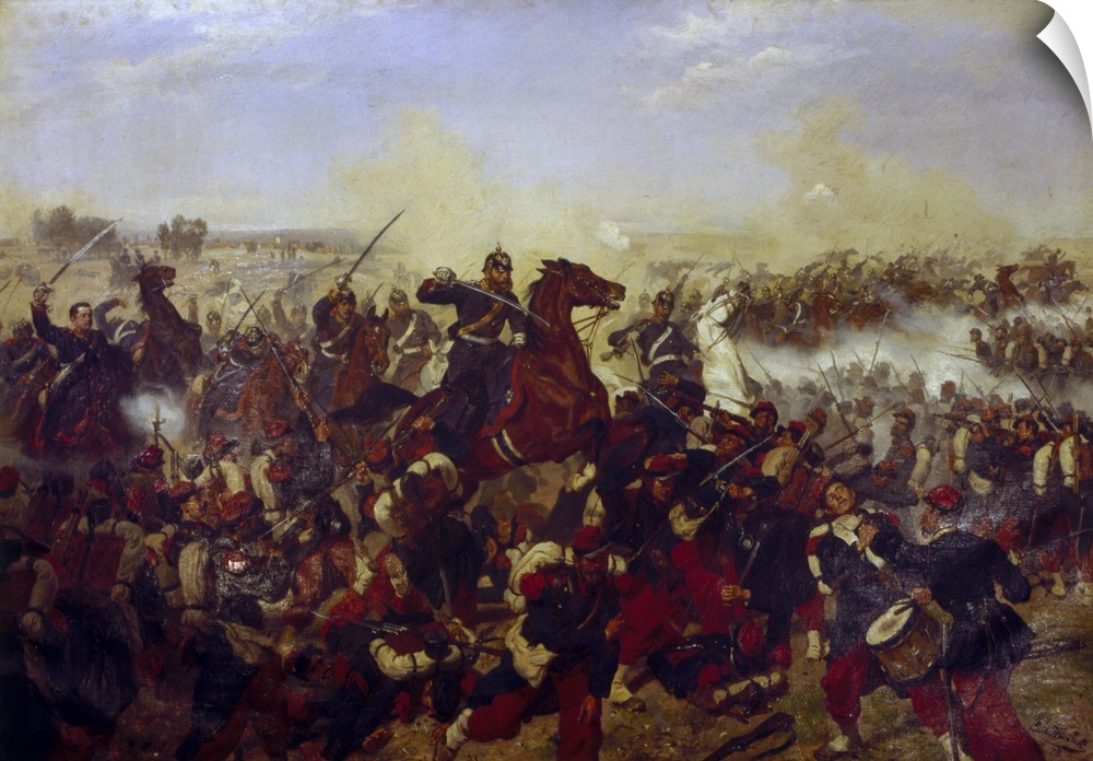 XPH308484 The Battle of Mars de la Tour on the 16th August 1870, 1878 (oil on canvas); by Huenten, Emil (1823-1903); Bisma...