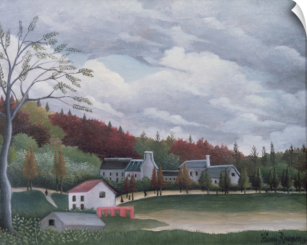 BAL9962 The Bievre at Gentilly, c.1895 (oil on canvas)  by Rousseau, Henri J.F. (Le Douanier) (1844-1910); Private Collect...