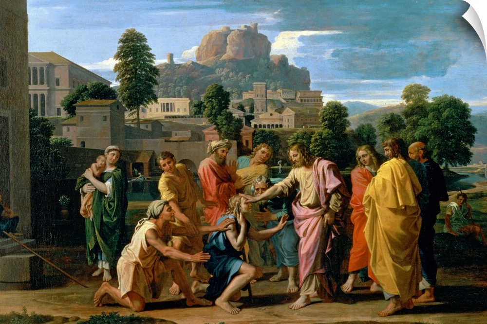 XIR71552 The Blind of Jericho, or Christ Healing the Blind, 1650 (oil on canvas)  by Poussin, Nicolas (1594-1665); 119x176...